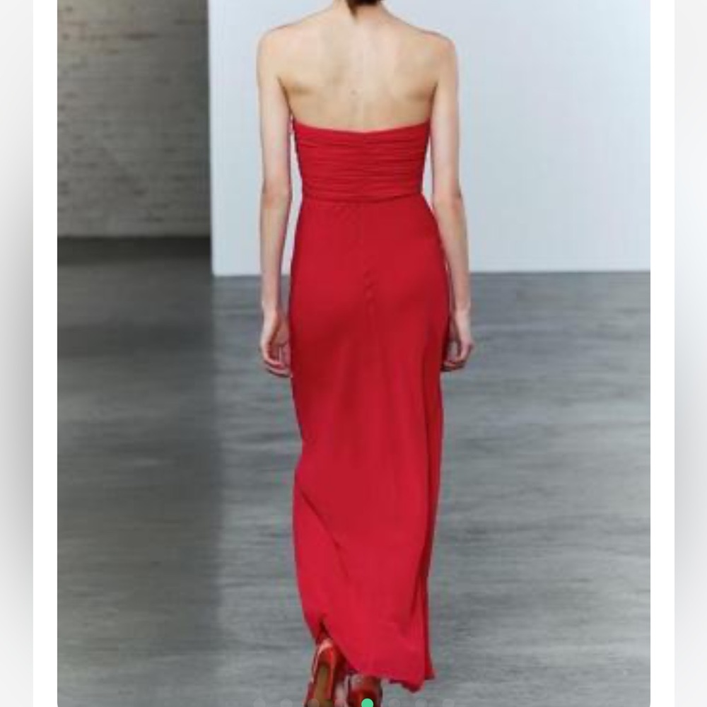 ZARA RED RUCHED STRAPLESS DRESS - Picture 14 of 16